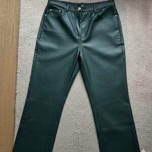 Avec Les Filles for Anthro Forest Green Faux Leather Straight Leg Pants - Size L